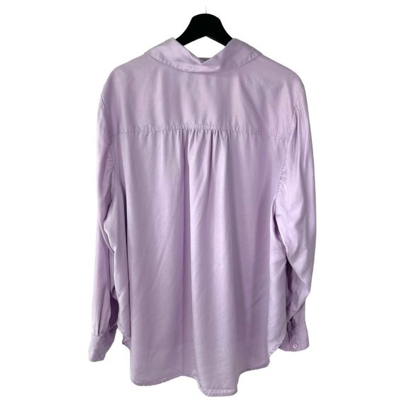 Lane Bryant Purple Long Sleeve Lyocell Button Up Top 22 - Picture 2 of 9
